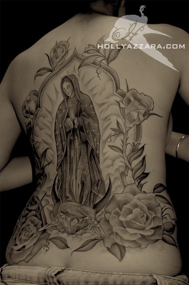 Holly Azzara - Virgin Mary with Roses Back piece